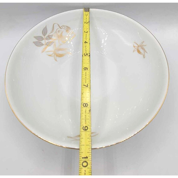 Vintage KPM Krister Germany 9 3/4" Serving Bowl. Gold Rose Design - Picture 6 of 7